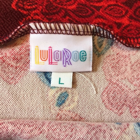 NWT Lularoe Cassie Pencil Skirt large red blue yellow leaf - Picture 5 of 7